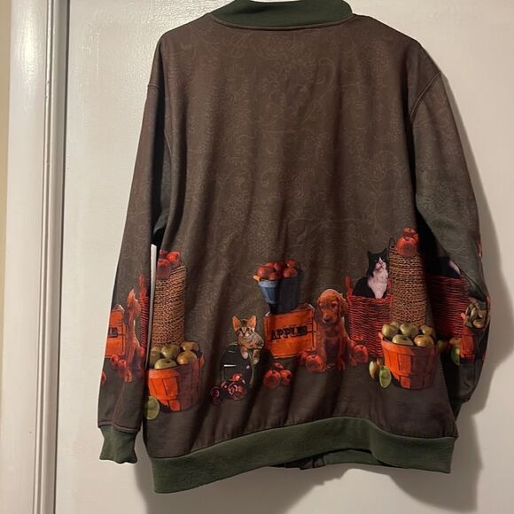 Vintage 90s Blair Green Paisley Cat & Dog Button sweater large P - Picture 8 of 8